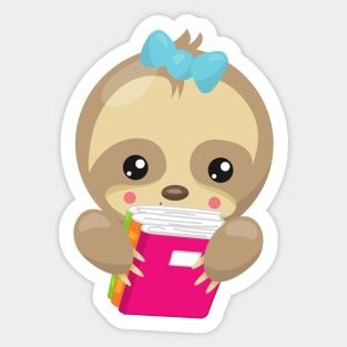 School Sloth, Cute Sloth, Baby Sloth, School Books Sticker